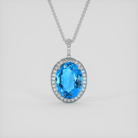 20.74 Ct. Swiss Blue Topaz Pendant, 14K White Gold 1