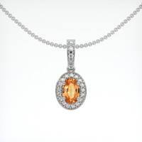 0.45 Ct. Padparadscha Sapphire Pendant, 14K White Gold 1