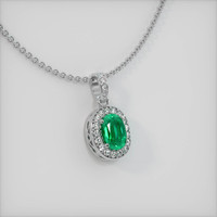 0.81 Ct. Emerald  Pendant - 18K White Gold