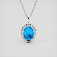 20.74 Ct. Swiss Blue Topaz Pendant, 18K White Gold 4