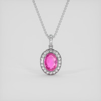 3.13 Ct. Pink Sapphire Pendant, 18K White Gold 1