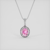 1.53 Ct. Pink Sapphire Pendant, 18K White Gold 1