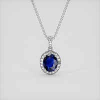 2.51 Ct. Blue Sapphire Pendant, 18K White Gold 1