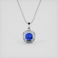 1.03 Ct. Blue Sapphire Pendant, 18K White Gold 4