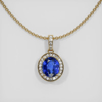 3.04 Ct. Blue Sapphire Pendant, 14K Yellow Gold 1