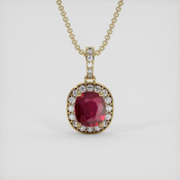 1.00 Ct. Pinkish Red Ruby Pendant, 14K Yellow Gold 1