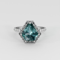 2.67 Ct. Greenish Blue Sapphire Ring, 14K White Gold 1
