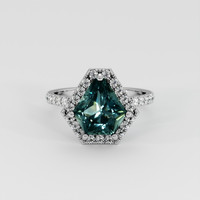 2.53 Ct. Greenish Blue Sapphire Ring, 14K White Gold 1