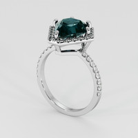 2.53 Ct. Greenish Blue Sapphire Ring, 18K White Gold 2