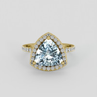 3.07 Ct. Blue Aquamarine Ring, 18K Yellow Gold 1