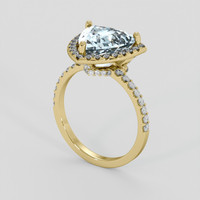 3.07 Ct. Blue Aquamarine Ring, 18K Yellow Gold 2