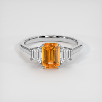 1.74 Ct. Orange Sapphire Ring, Platinum 950 1
