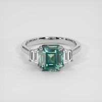 3.65 Ct. Bluish Green Sapphire Ring, Platinum 950 1