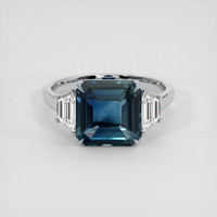 5.06 Ct. Greenish Blue Sapphire Ring, Platinum 950 1