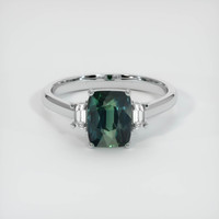 2.05 Ct. Bluish Green Sapphire Ring, Platinum 950 1