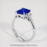 2.10 Ct. Blue Sapphire Ring, 14K White Gold 2