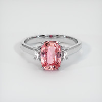 1.96 Ct. Padparadscha Sapphire Ring, 14K White Gold 1