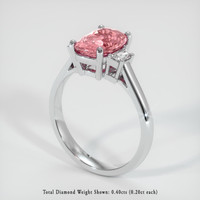 1.96 Ct. Padparadscha Sapphire Ring, 14K White Gold 2
