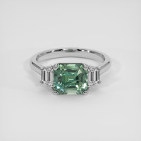 3.07 Ct. Green Sapphire Ring, 14K White Gold 1