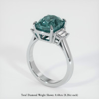 4.50 Ct. Bluish Green Sapphire Ring, 14K White Gold 2