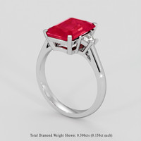 3.76 Ct. Pinkish Red Ruby Ring, 18K White Gold 2