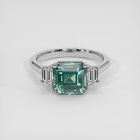 3.65 Ct. Bluish Green Sapphire Ring, 18K White Gold 1