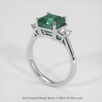 3.65 Ct. Bluish Green Sapphire Ring, 18K White Gold 2