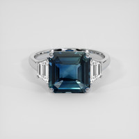 5.06 Ct. Greenish Blue Sapphire Ring, 18K White Gold 1