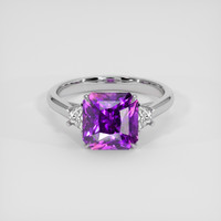 4.64 Ct. Purple Sapphire Ring, 18K White Gold 1