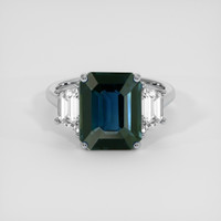 5.01 Ct. Greenish Blue Sapphire Ring, 18K White Gold 1