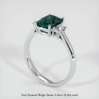 2.05 Ct. Bluish Green Sapphire Ring, 18K White Gold 2