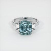 4.50 Ct. Bluish Green Sapphire Ring, 18K White Gold 1