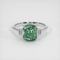 2.44 Ct. Green Sapphire Ring, 18K White Gold 1