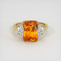 6.28 Ct. Orange Sapphire Ring, 14K Yellow Gold 1