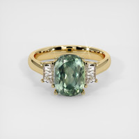 3.64 Ct. Green Sapphire Ring, 14K Yellow Gold 1