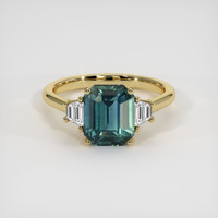 3.05 Ct. Bluish Green Sapphire Ring, 18K Yellow Gold 1