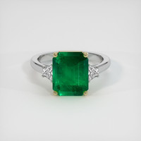 3.70 Ct. Emerald Ring, 18K Yellow & White 1