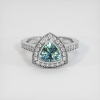 1.72 Ct. Bluish Green Sapphire Ring, 14K White Gold 1