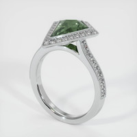 2.18 Ct. Green Sapphire Ring, 18K White Gold 2