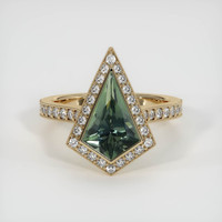 2.18 Ct. Green Sapphire Ring, 14K Yellow Gold 1