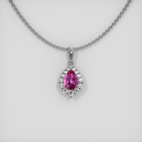 1.79 Ct. Pink Sapphire Pendant, 14K White Gold 1