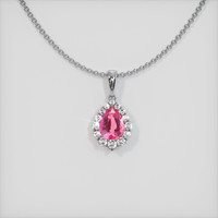 2.96 Ct. Purplish Pink Sapphire Pendant, 14K White Gold 1
