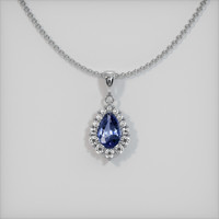 0.50 Ct. Blue Sapphire Pendant, 18K White Gold 1