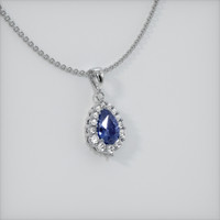 0.50 Ct. Blue Sapphire Pendant, 18K White Gold 2