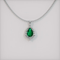 2.85 Ct. Emerald Pendant, 18K White Gold 1
