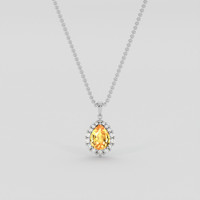 2.02 Ct. Orangish Yellow Sapphire Pendant, 18K White Gold 1