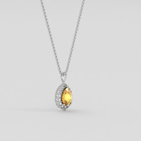 2.02 Ct. Orangish Yellow Sapphire Pendant, 18K White Gold 2