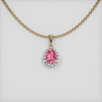 1.08 Ct. Padparadscha Sapphire Pendant, 14K Yellow Gold 1