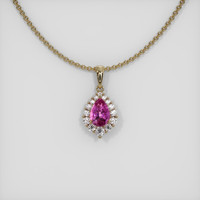1.79 Ct. Pink Sapphire Pendant, 14K Yellow Gold 1