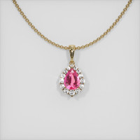 2.96 Ct. Purplish Pink Sapphire Pendant, 14K Yellow Gold 1